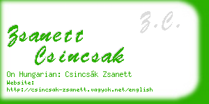 zsanett csincsak business card